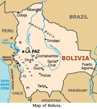 Map of Bolivia.