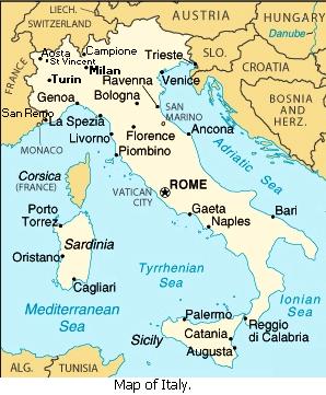 Map of Italy.