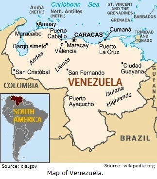 Map of Venezuela.